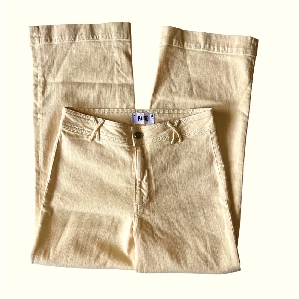 PAIGE Nellie Wide Leg Culotte Jeans in Light Yellow Size 27 - Picture 3 of 16